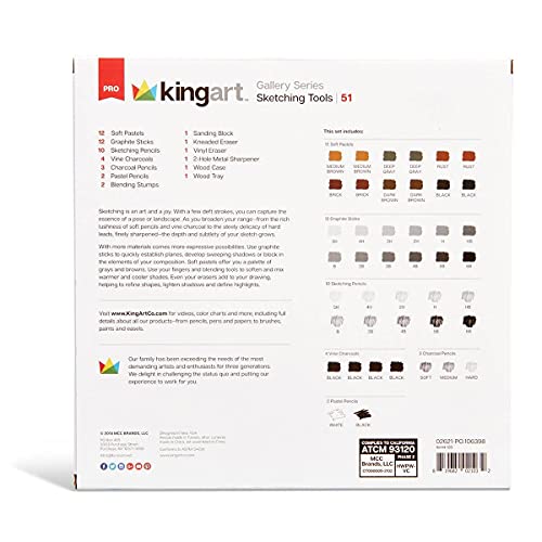 KINGART Gallery Series Sketching Tools, Set of 51 KINGART