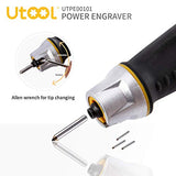 UTOOL Engraver Pen with Letter/Number Stencil, 24W Handheld Etching Tool for Wood Metal Glass Engraving with 4 Replaceable Tungsten Carbide Steel UTOOL