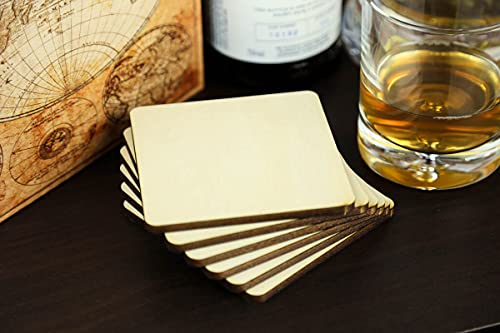 Unfinished Square Blank Wood Pieces 8 Inches, Coasters, Trivet, Pyrography, Painting, Writing, Kids Arts and Crafts, STEAM, Decorations, DIY Crafts… Torched
