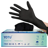 YOTU Black Disposable Nitrile Latex & Powder Free 6-Mil Gloves 100 Count, Textured, Mechanic Wearing, Cleaning, Food Black Medium YOTU