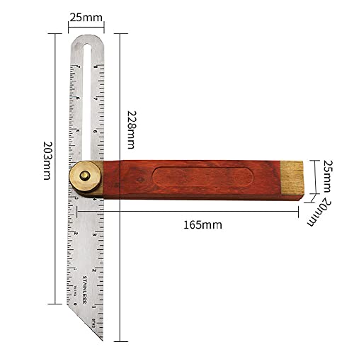 Sliding T-Bevel Gauge - T-Bevel with Stainless Steel Rule, Woodworking T Bevel Angle Finder with Hardwood Handle, Inches/Metric Marks Tshiwort