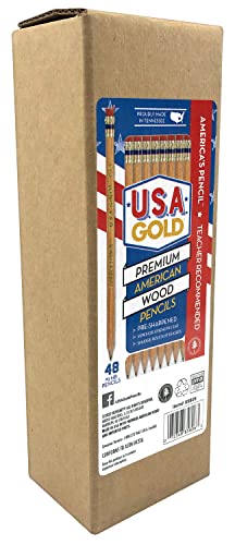 Rose Art U.S.A. Gold Pre-Sharpened American Wood Cased #2 HB Natural Pencils, 48 Pack - WoodArtSupply