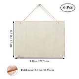 6 Pack Blank Wooden Plaque Rectangle Unfinished Wood Sign Decorative DIY Crafts Signs for Wreath Home Door Wall Art Decoration, 8.8x6.7 Inches Creaides