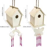 SEWACC 1 Set House Lanyard Wind Chime Kit Kids Craft Wind Chime Ornament Wind Chime Pendant Unfinished Arts Kits Decorate Child Wood Pigment SEWACC