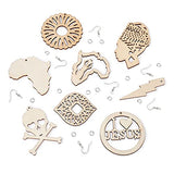 FASHEWELRY 80Pcs Unfinished Wooden Earrings Pendants Africa Shape Wood Earring Blank with 80Pcs Jump Rings & Earring Hooks for Jewelry Making FASHEWELRY