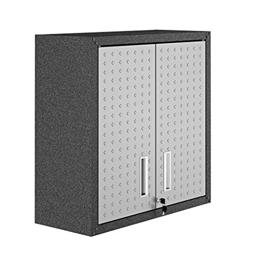 Manhattan Comfort Fortress Floating Garage Storage Cabinet, Black/Grey - WoodArtSupply