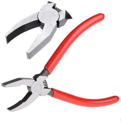 Qovydx 7Pcs Glass Cutting Tools Kit Grozer Plier Stained Glass Cutter Tool Starter Kits Glass Running Pliers Breaking Grozing Pliers Breaker with Qovydx