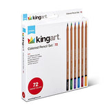 KINGART 312-72 Artist Quality 72 Ct. Colored Pencil Set, 72 Vibrant Pre-Sharpened Colors, Smooth Application for Sketching & Drawing Paper and Mixed KINGART