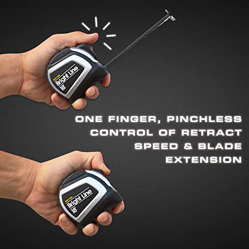 Perfect Measuring Tape - BrightLine High Contrast Dark Mode Easy Read Tape Measure for Low Light Visibility - Heavy Duty Rubber Case 18ft (Inch PERFECT MEASURING TAPE