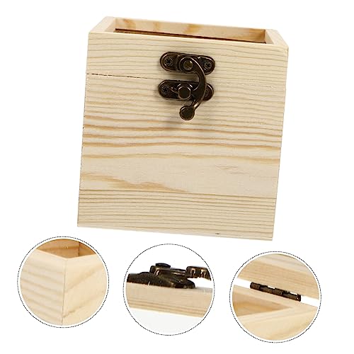 BESTOYARD 2 Pcs Wooden Box with Glass Lid Jewelry Container Earring Display Holder Glass Jewelry Keepsake Candy Necklace Case Unfinished Wooden Chest