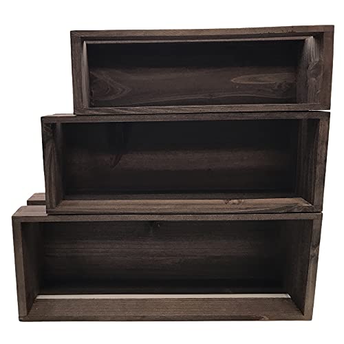 3 Pack Wood Craft Crate Caddy Set | Nesting, wood crates for display, wooden boxes for crafts, decorative wooden crate, Wood box storage crate,