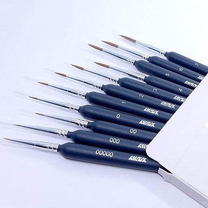 11Pcs Fine Detail Paint Brushes Set Fine Tip Paint Brush Miniature Mini Paints Brush for Watercolor, Oil, Acrylic, Face, Nail, Scale Model Painting - WoodArtSupply