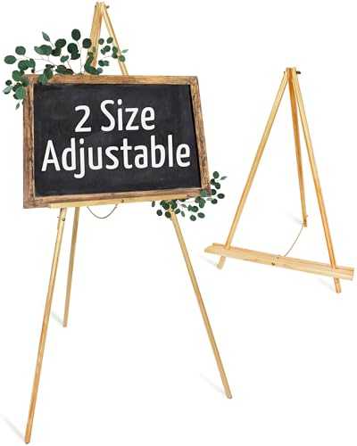 Wooden Easel Stand for Wedding Display Tripod Portable Stand - 2 Heights Adjustable Holds 10lb - Tray for Floor Signs, Drawing Canvas, Artist - WoodArtSupply