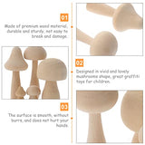 Veemoon 10pcs Wooden Mushroom Natural Unfinished Mushrooms Plain Unpainted Wood Mushroom Figures Mini Mushrooms for Arts and Crafts Projects Veemoon
