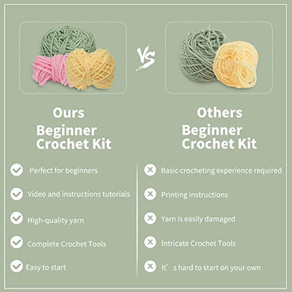 ZMAAGG Beginners Crochet Kit, Crochet Animal Kit, Knitting Kit with Yarn, Polyester Fiber, Crochet Hooks, Step-by-Step Instructions Video, Crochet