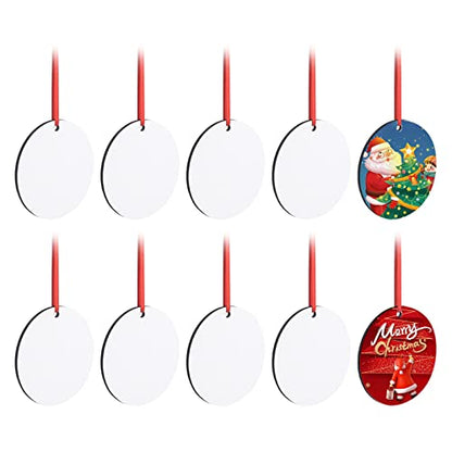 10pcs Sublimation Blanks Round Ornaments, 3.15" Round Blank Wood Discs Hard Board Ornaments White Blank MDF Ornaments for DIY Christmas Decoration