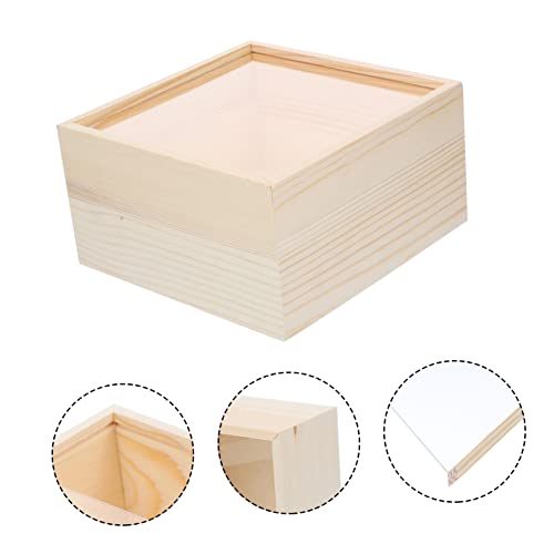 TEHAUX 3pcs Box Storage Wooden Box Sundries Storage Case Wood Crates Unfinished Wooden Decor Party Gifts Supplies Treasure Chest Gift Packing Desk TEHAUX