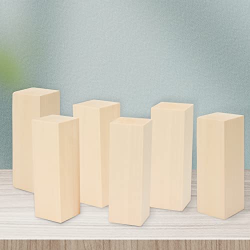 6 Pack Basswood Carving Blocks Kit, 6 x 2 x 2 Inch Unfinished Bass Wood Whittling Soft Wood Carving Block Set for Kids Adults Wood Carving Beginner