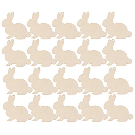 ARTIBETTER 20pcs Rabbit Bunny Cutout Wooden Embellishments Unfinished Wood Hanging Tags Decor for Party Decorations Supplies ARTIBETTER