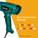 Heat Gun, PRULDE HG0080 Hot Air Gun Kit Dual Temperature Settings 752℉-1112℉ with 4 Nozzles for Crafts, Shrink Wrapping/Tubing, Paint Removing PRULDE