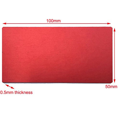 Ebamaz Anodized Aluminium Laser Engraved Mount Metal Plate Etching Sheets 100X50X0.5mm Round Corner with Adhesive (Red,Blank,10PCS) - WoodArtSupply