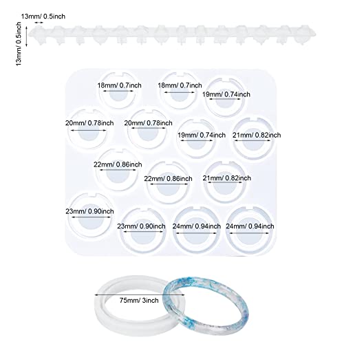 Yayatty Resin Molds Silicone, Resin Ring Mold for Epoxy Resin, Diamond Rings Molds with 14 Different Sizes and Bracelet Epoxy Mould for DIY Crafts N\A