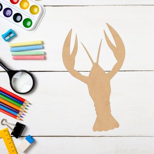 Wooden Crawfish 10 Inch Craft Cutout, Unfinished Wood Animal MDF Shape, Paintable Door Hanger - WoodArtSupply