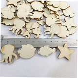 NOLITOY 50pcs Pieces Unfinished Wood Beach Wood Cutouts Ocean Animals Shapes Seahorse Cutout Shapes Wooden Sea Life Slices Mini Scrapbook Wooden NOLITOY