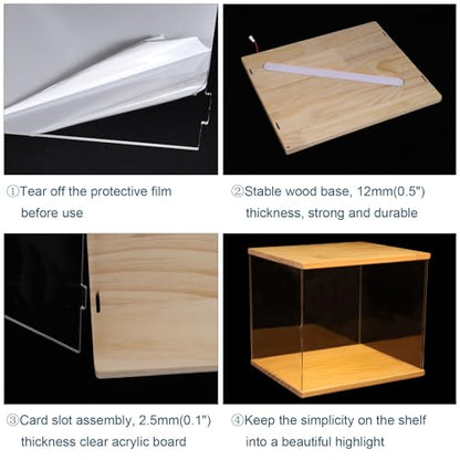 MECCANIXITY Acrylic Display Case with LED Light, 8"x6"x14" Clear Display Box Figures Display Case for Collectibles