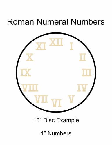 Unfinished Wood Clock Number Set in Roman Numerals, Available in a Variety of Sizes and Thicknesses (1 Inch Tall, 1/8" Thickness) - WoodArtSupply