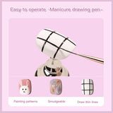 Nail Art Brushes, WLOT Nail Art Tools Double Ended Nail Art Design Pen, Builder Gel Brush, Striping Nail Art Brushes for Long Lines, 3D Nail Drawing golden maple