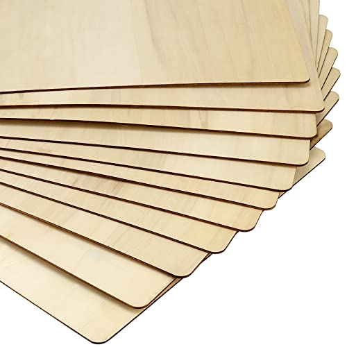 KOHAND 10 PCS 18 x 12 Inch Rectangle Unfinished Wood Pieces, Large Rectangle Plywood Board, 3mm Poplar Plywood Rectangle Wooden Cutouts for Crafts,