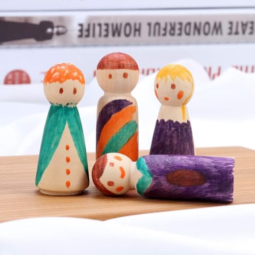 ULTNICE 20PCS Wooden Peg Doll Unfinished Wooden People Bodies Angel Dolls for DIY Craft - WoodArtSupply