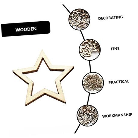 jojofuny 100 pcs Wooden Star Shape Cutouts Unfinished Wood Cutout Unfinished Wooden Slices Blank Christmas Wooden Chips for Wooden Craft DIY jojofuny