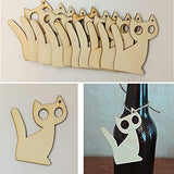 Big Eyes Cat Shape Wooden Blank Wood with Twines Art Unfinished Ornaments for Christmas Wedding Birthday Party Thanksgiving Day Decoration 24Pcs Zontween
