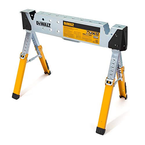 Dewalt Adjustable Height Portable Steel Welding Sawhorse, Double-Locking Legs, Pipe Saddles, 1,100 lb Weight Capacity - WoodArtSupply