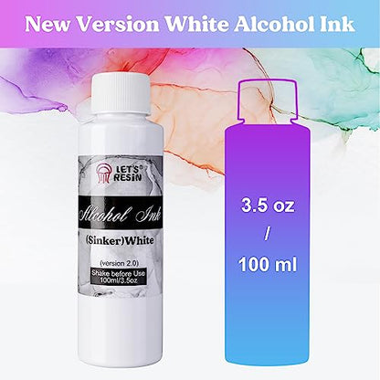 LET'S RESIN White Alcohol Ink for Epoxy Resin, Upgraded White Alcohol Ink 3.5oz/100ml, Alcohol-Based Resin Ink, White Resin Pigment for Resin Petri, - WoodArtSupply