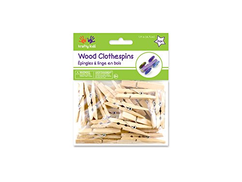 Multicraft Imports Krafty Kids W0133-1929178-MPR CW606 Craftwood Clothespins Natural, 1.88in, 24-Piece Multicraft Imports