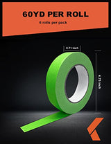 KREFINISH Painters Tape for Car Paint Green No Residue Automotive Masking Tape for Automotive Paint - Heat Resistant for Paint Booth, 0.7 Inches x 60 KREFINISH