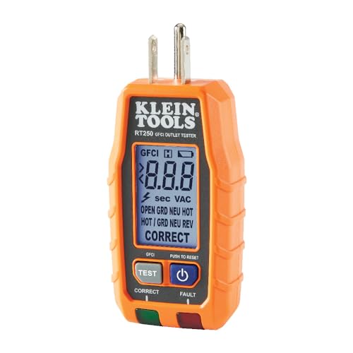 Klein Tools RT250 GFCI Outlet Tester with LCD Display, Electric Voltage Tester for Standard 3-Wire 120V Electrical Receptacles Klein Tools