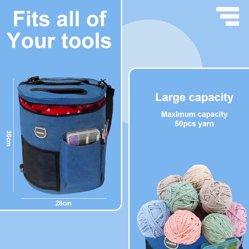 MIAOKE 79pc Crochet Kit, Large Knitting Bag Yarn Storage Organizer, Knitting & Crochet Supplies, Waterproof Crochet Bag, Crochet Accessories, Crochet MIAOKE