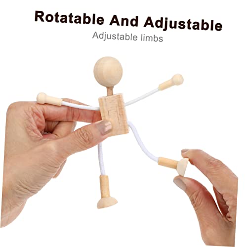 COHEALI 6pcs Wooden Cartoon Toy Wooden Robots to Paint Wooden Peg People Unfinished Wood Playthings Wood Doll Figures Robot Decor Unfinished Wood COHEALI
