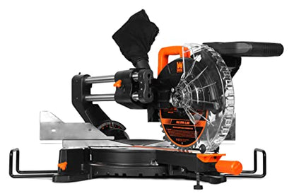 WEN MM1015 15-Amp 10-Inch Dual Bevel Sliding Compound Miter Saw with LED Cutline Multi-color - WoodArtSupply