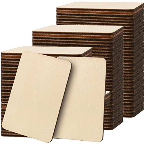 ZEONHAK 120 PCS 1/8 x 2 x 3 Inch Unfinished Wood Rectangles, Blank Natural Poplar Wood, Rectangle Wooden Slices, Wood Tiles for Crafts, DIY