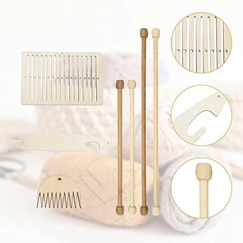 11 Pieces Weaving Loom Kit, Wood DIY Weaving Loom with Wooden Weaving Stick Weaving Comb and Wood Weaving Crochet Needle Warp Frame Loom for Kids - WoodArtSupply