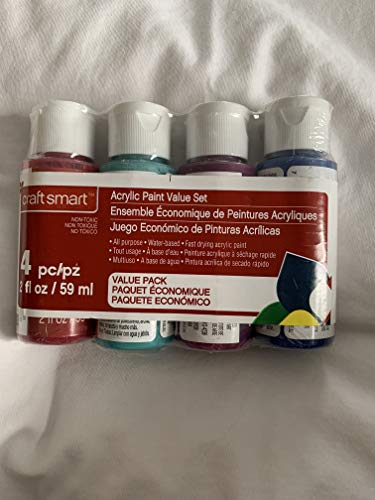 Craft Smart Acrylic Pain Value Set Cherry Cobbler, Aqua, Plum, Dark Blue - WoodArtSupply