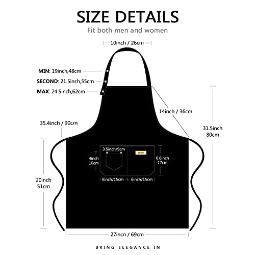 Hongsome Artist Apron,Paint Garden Pottery Teacher Painting Aprons for Adults Women 3 Pockets, Adjustable Bib Apron for Art Gardening Cooking Black Hongsome