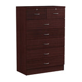 HODEDAH 7 Drawer Wood Dresser for Bedroom, 31.5 inch Wide Chest of Drawers, with 2 Locks on the Top Drawers, Storage Organization Unit for Clothing, Hodedah