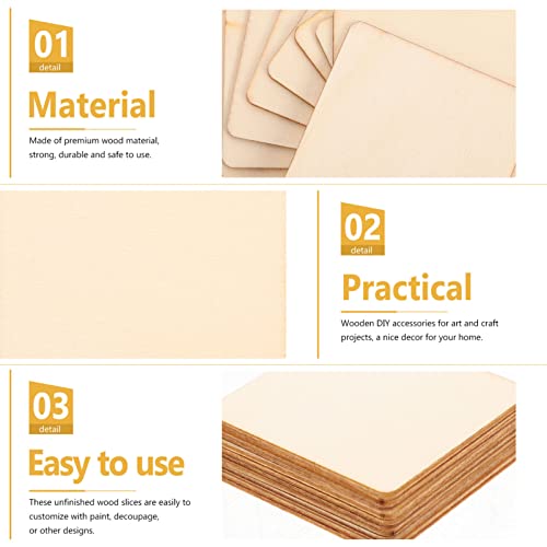 Sewroro 10pcs Square Wood Chips Blank Wood Slices Ornament Crafts Wooden Blank Tiles Square Wooden Cutouts Wooden Embellishment Squares Cutout Sewroro