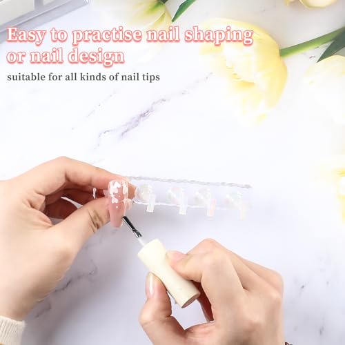 BQAN 2 Set Nail Holder for Painting Nails, Transparent Acrylic Nail Stand for Press on / Fake Nail Tips Training / Nails Display with 96 Pcs Reusable - WoodArtSupply